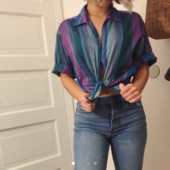 Vintage striped shirt sleeve button down - Picture 1 of 4